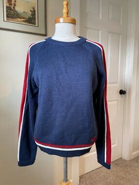 Roxy 90s Y2K Vintage Blue/Navy, Red, White Acrylic/Wool Long Sleeve Sweater L